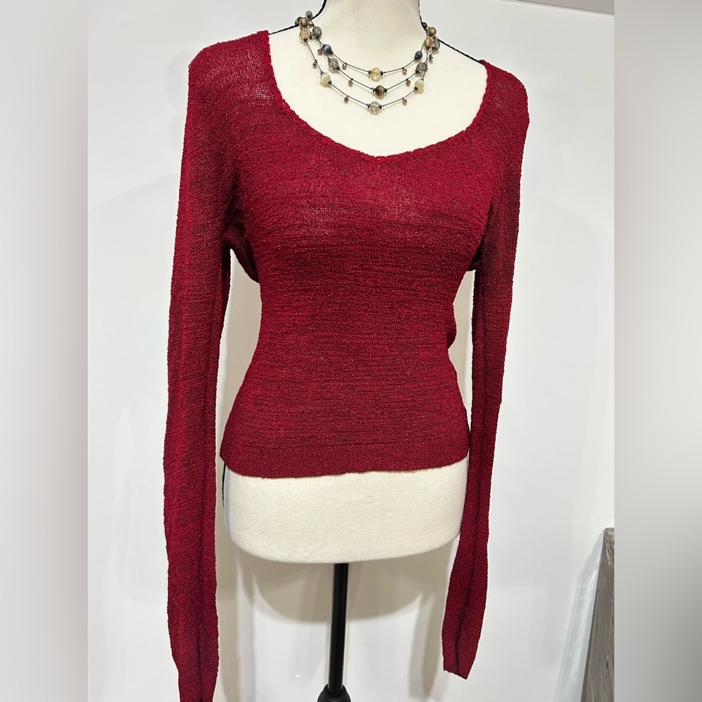 Y2K Cache Deep Wine Knit Sweater Top - Picture 6 of 6